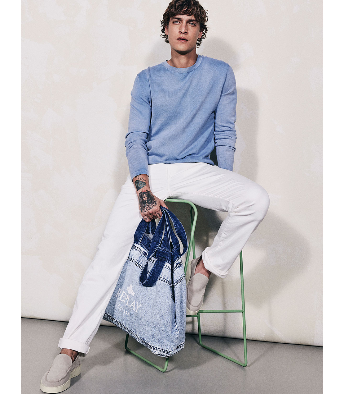 ウォッシュブルーデニムソフトトートバッグ 詳細画像 ライトブルー 5